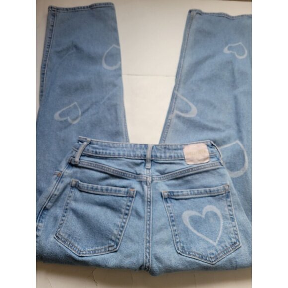 Hollister Ultra High Rise Dad Jean Vintage Stretch Heart Pattern Size 27R Boho - Picture 9 of 9